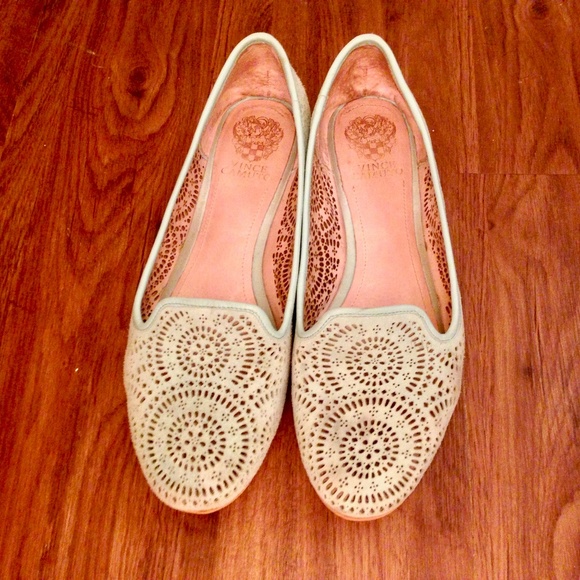 VINCE CAMUTO Suede Ballet Flats w/ Cutout Leather - Picture 1 of 6